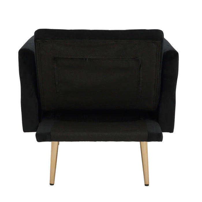 Accent Chair With Ottoman Set, Velvet Accent Chair With Gold Legs, Upholstered Single Sofa For Living Room Bedroom