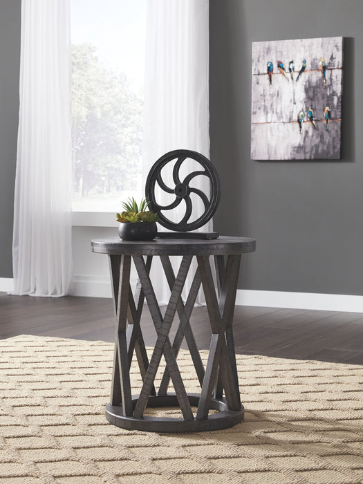 Sharzane - Grayish Brown - Round End Table Unique Piece Furniture