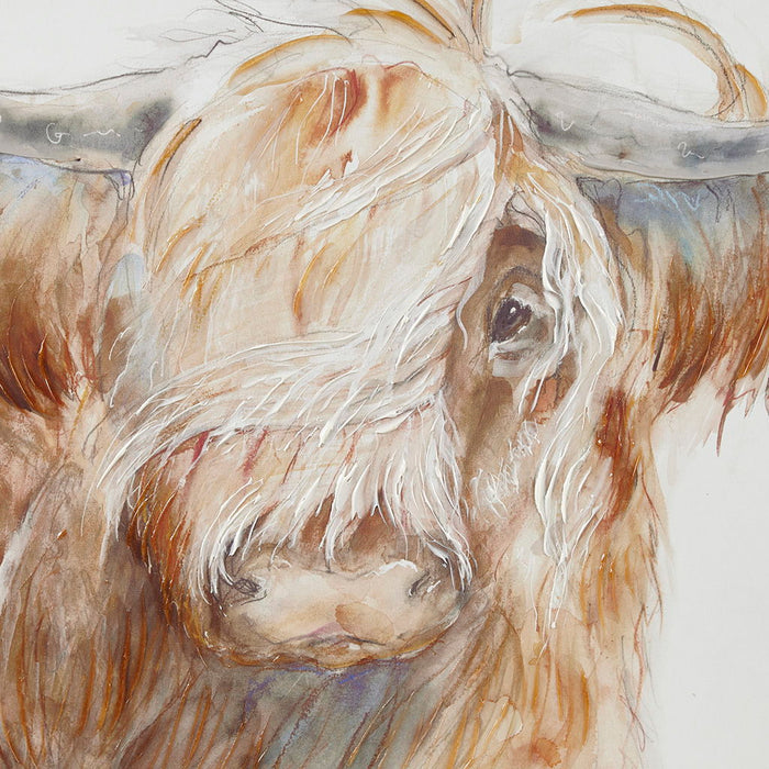 Hand Embellished Highland Bull Canvas Wall Art