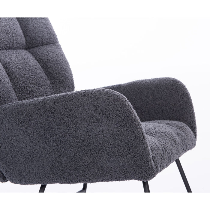 Teddy Upholstered Nursery Rocking Chair For Living Room Bedroom - Dark Grey Teddy