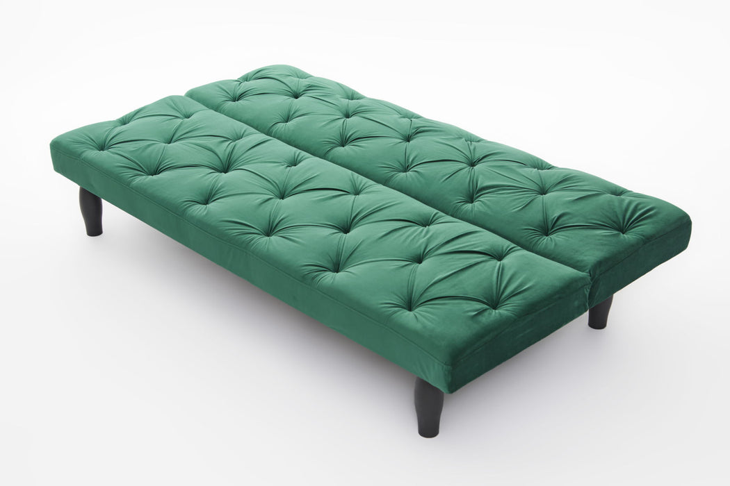 2534B Sofa Converts Into Sofa Bed 66" Green Velvet Sofa Bed Suitable For Family, Apartment, Bedroom