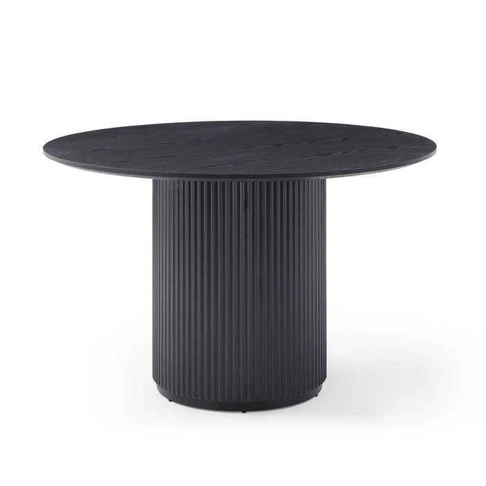 Round Dining Table, MDF Handcraft Pedestal Dining Room Table Restaurant Furniture Leisure Coffee Table - Black