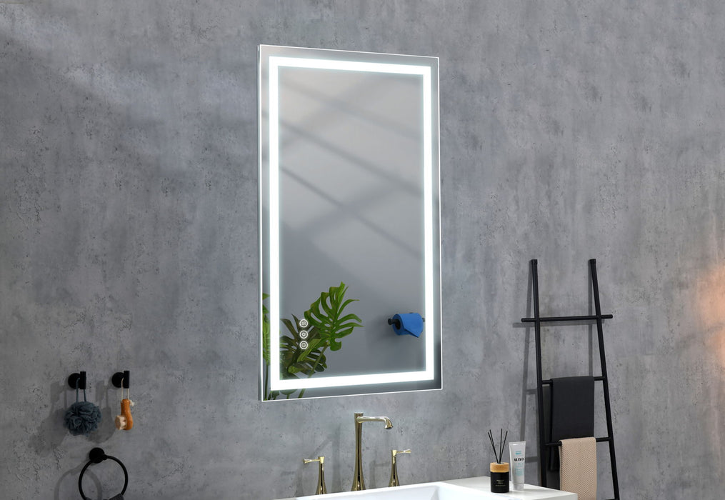 LED Bathroom Mirror Framed Gradient Front And Backlit For Bathroom, 3 Colors Dimmable, Enhanced Anti-Fog Wall Mounted Lighted Vanity Mirror - Gold