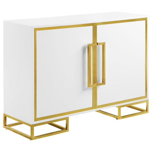 Elsa - 2-Door Accent Cabinet With Adjustable Shelves - White And Gold Unique Piece Furniture