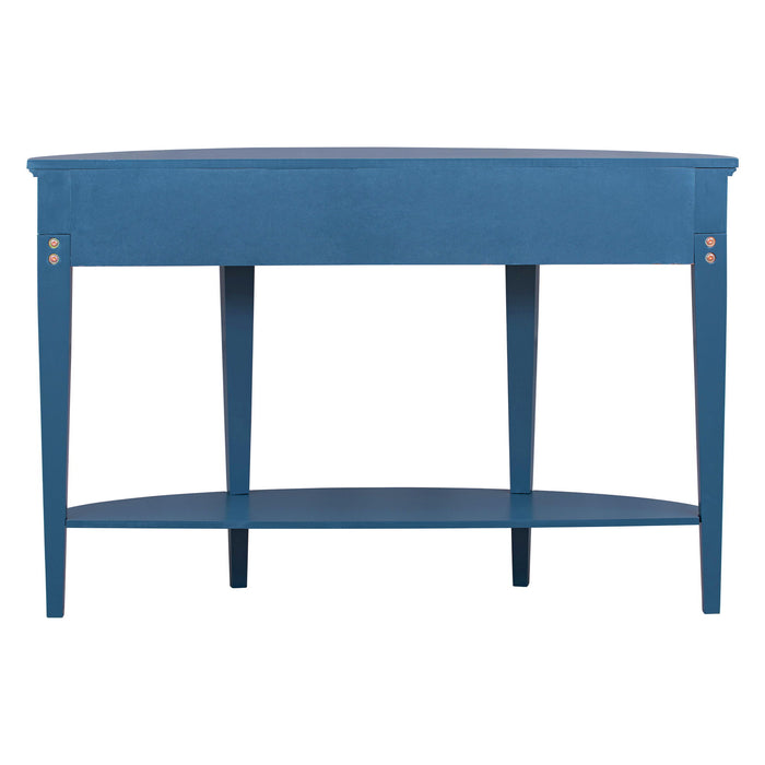 U-Style Modern Curved Console Table Sofa Table With 3 Drawers And 1 Shelf For Hallway, Entryway, Living Room - Navy Blue