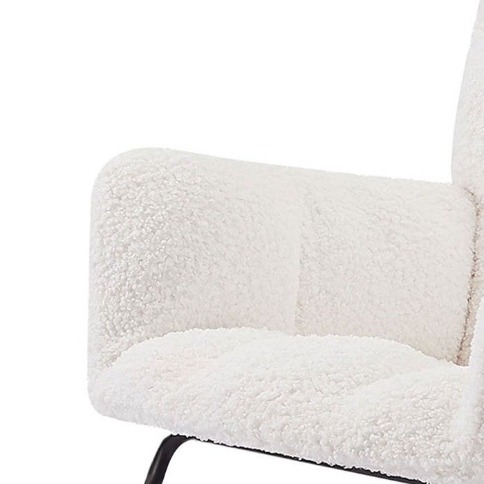 Comfy Upholstered Lounge Chair Rocking Chair With High Backrest, For Nursing Baby, Reading, Napping Off White