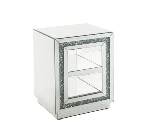 Noralie - End Table With 2 Tier Shelf - Mirrored & Faux Diamonds - 24" Unique Piece Furniture