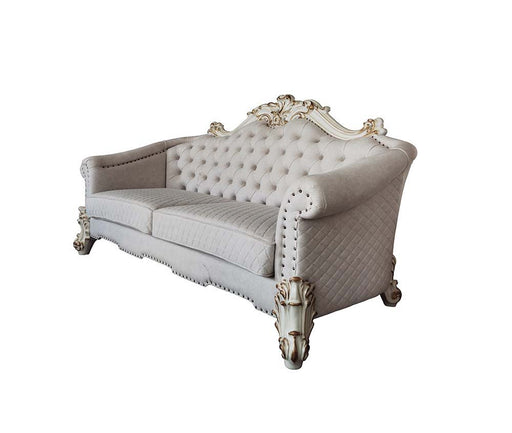 Vendom II - Sofa - Two Tone Ivory Fabric & Antique Pearl Finish Unique Piece Furniture