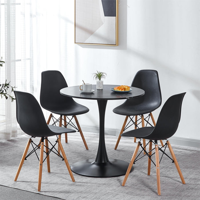 Tulip Special Dining Table - Black Marble Color Top, MDF Dining Table, Kitchen Table, Exective Desk