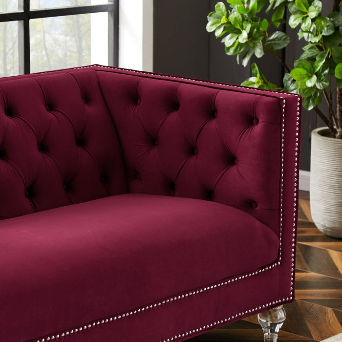 Two-Seater Red Velvet Sofa
