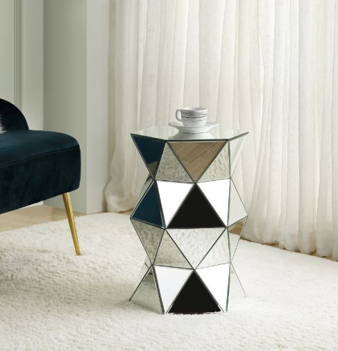 Meria - Pedestal - Mirrored - 20" Unique Piece Furniture