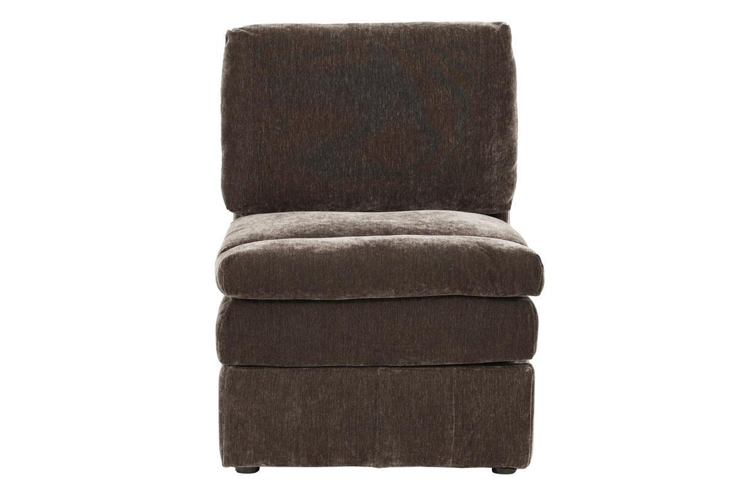 Contemporary 1 Piece Armless Chair Modular Chair Sectional Sofa Living Room Furniture Mink Morgan Fabric- Suede