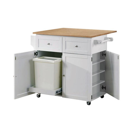 Jalen - 3-Door Kitchen Cart With Casters - Natural Brown And White Unique Piece Furniture