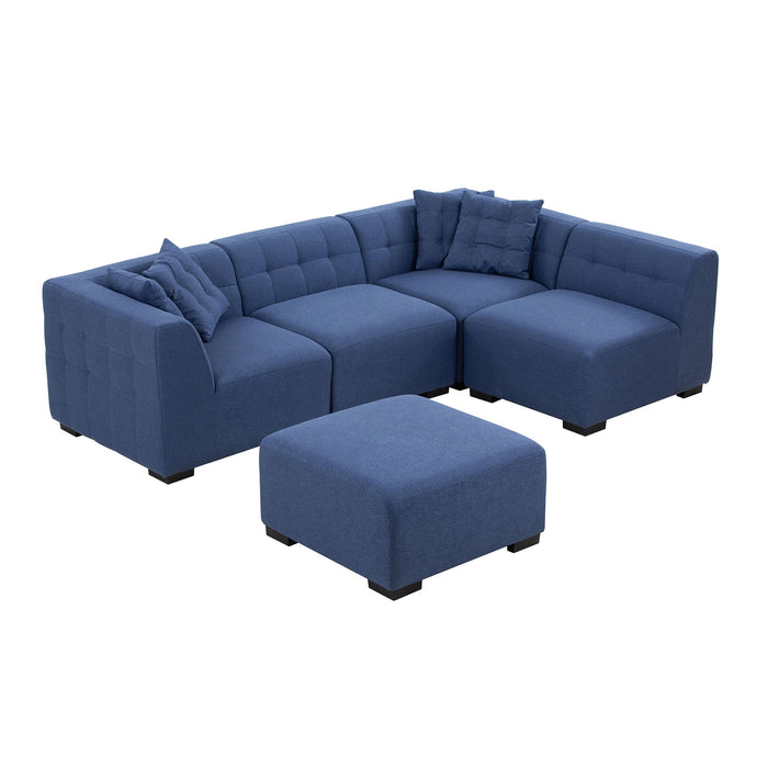 Sectional Sofa With Ottoman DIY Combination Sofa Blue