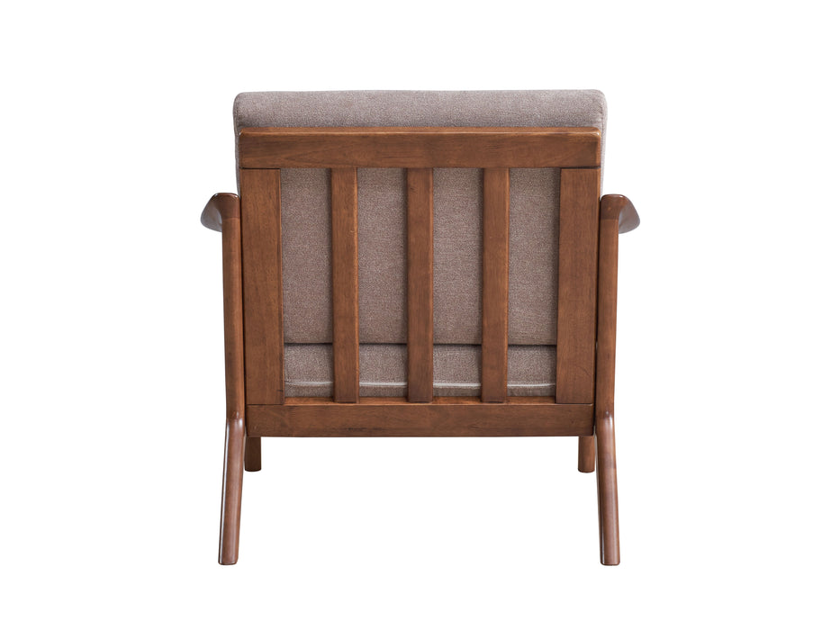 Acme Lide Accent Chair, Light Brown Fabric & Brown Finish