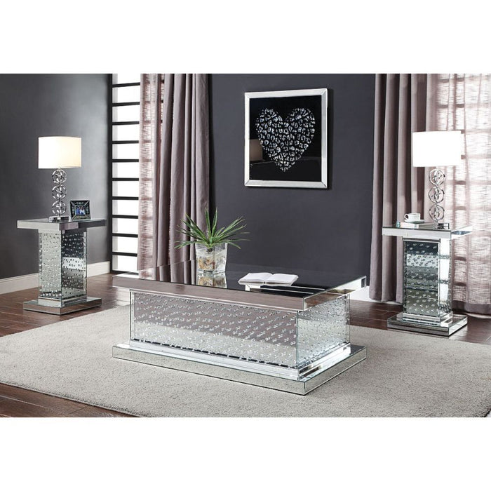 Nysa - Coffee Table - Mirrored & Faux Crystals - 18"