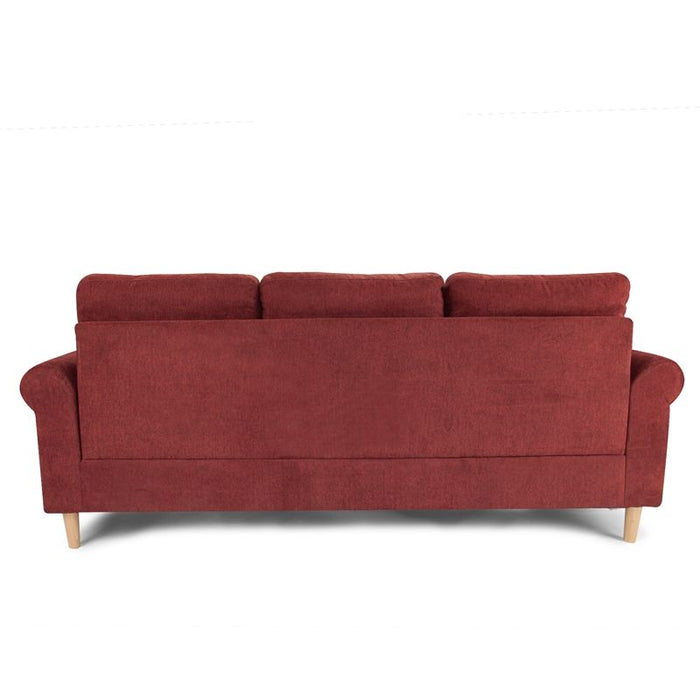 Paparika Red Color Polyfiber Reversible Sectional Sofa Set Chaise Pillows Plush Cushion Couch Nailheads