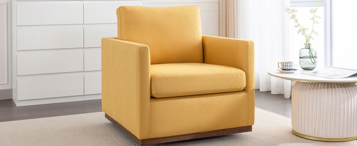Mid Century Modern Swivel Accent Chair Armchair For Living Room, Bedroom, Guest Room, Office, Mustard Yellow