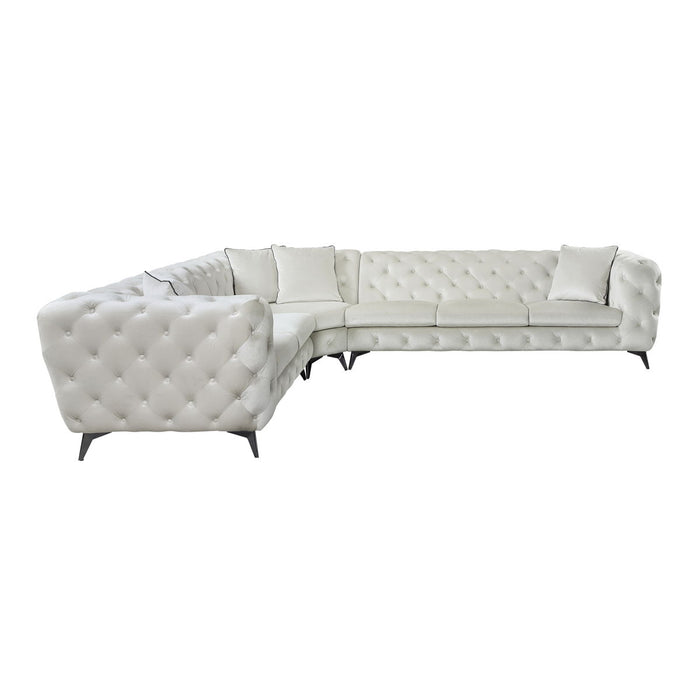 Acme Atronia Sectional Sofa With 4 Pillows Beige Fabric