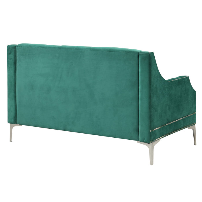 55.5" Modern Sofa Dutch Plush Upholstered Sofa With Metal Legs, Button Tufted Back Green