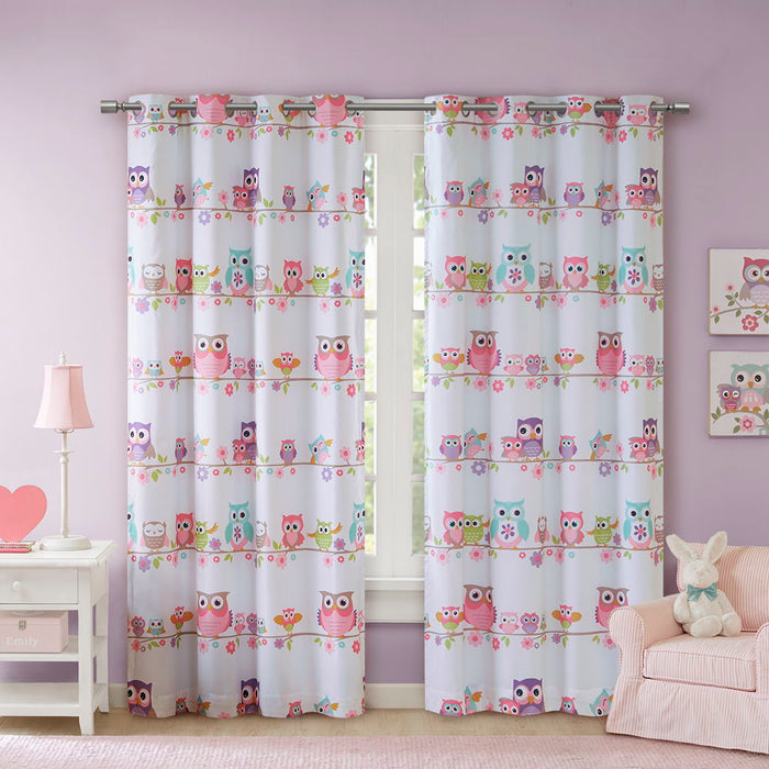 Owl Printed Blackout Curtain Panel In Multi