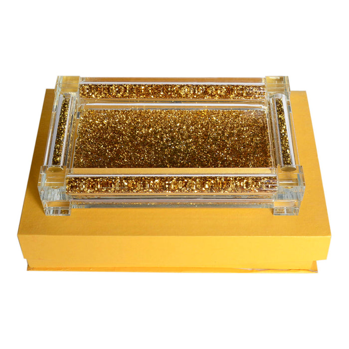 Ambrose Exquisite Small Glass Tray In Gift Box - Gold