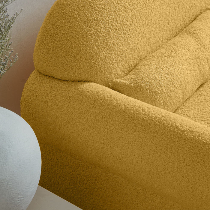 2 Piece Set Sofa Couch, Modern Lambs Wool Fabric Loveseat & Accent Chair For Living Room - Yellow