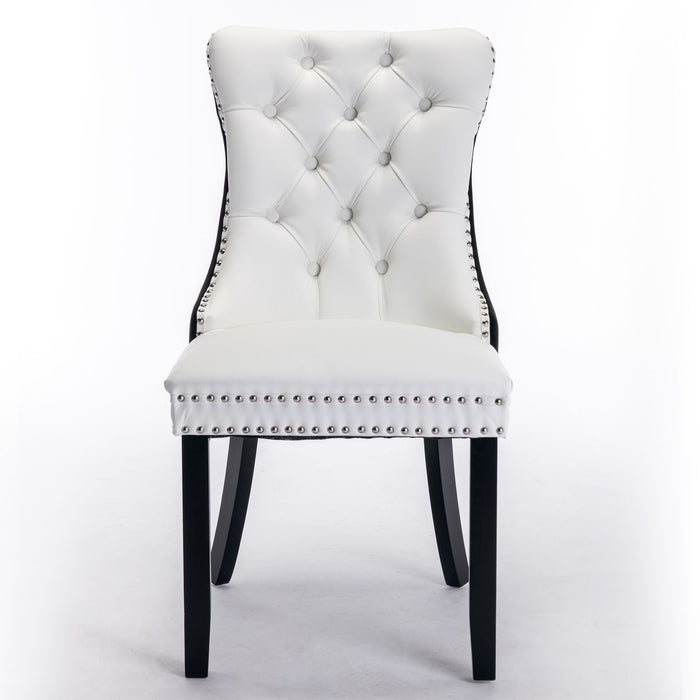 A&A Furniture, Nikki Collection Modern, High - End Tufted Solid Wood Contemporary And Upholstered Dining Chair (Set of 2) - White / Black