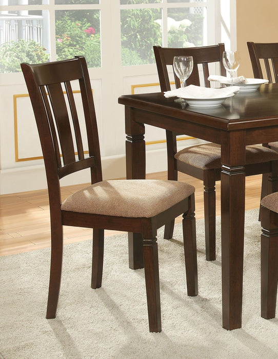 6 Pieces Transitional Style Dining Furniture Set Table With Bench And 4 Side Chairs Fabric Upholstered Seat Espresso Finish Wood