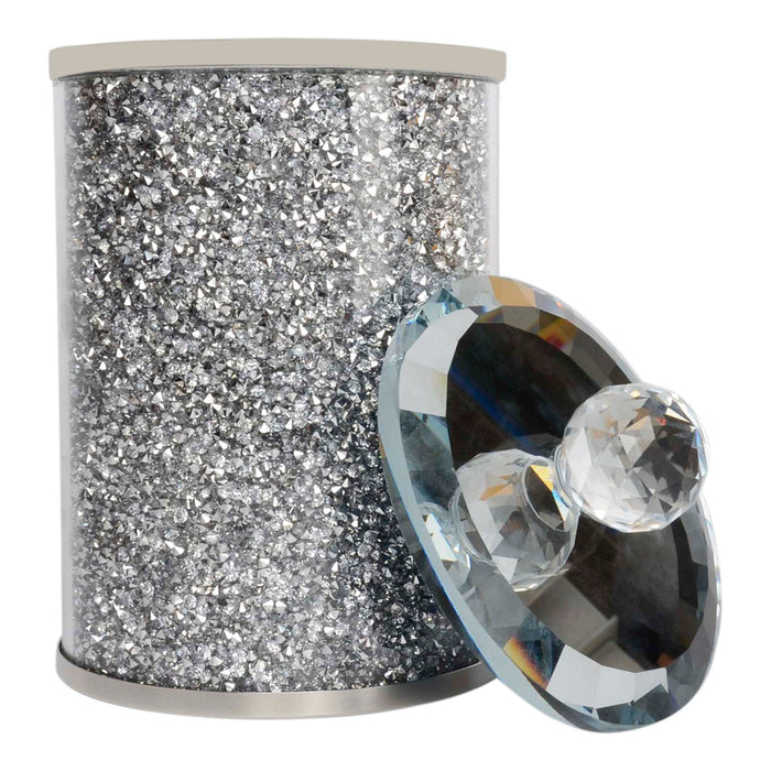 Ambrose Exquisite Glass Canister In Gift Box In Silver