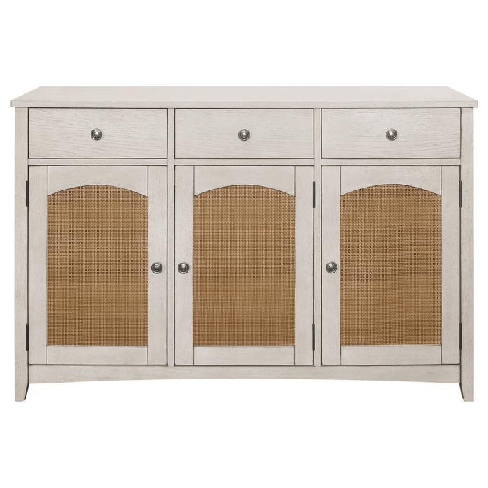 Kirby - 3-Drawer Rectangular Server With Adjustable Shelves - Natural And Rustic Off White Unique Piece Furniture