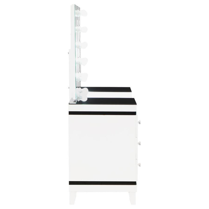 Talei - 6-Drawer Vanity Set With Hollywood Lighting - Black And White