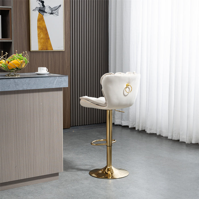 Coolmore Bar Stools With Back And Footrest Counter Height Dining Chairs (Set of 2) - Gold & Ivory