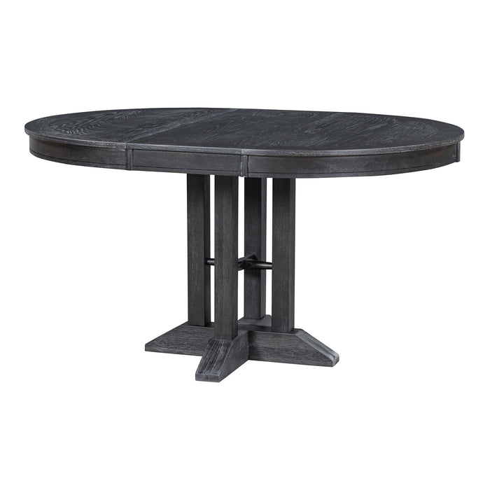 Trexm Farmhouse Dining Table Extendable Round Table For Kitchen, Dining Room (Black)
