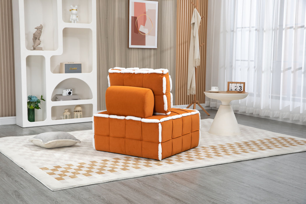 Coolmore Upholstered Deep Seat Armless Accent Single Lazy Sofa Lounge Arm Chair, Comfy Oversized Leisure Barrel Chairs For Living Room / Office / Meetingroom / Aparment / Bedroom Furniture Set - Orange