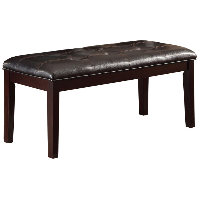 Espresso Finish 1 Piece Dining Bench Faux Leather Upholstered Button - Tufted Top Seat Transitional Dining Room Furniture