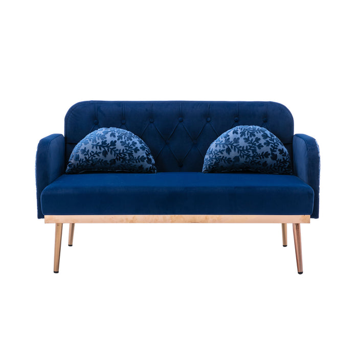 Coolmore Velvet Sofa, Accent Sofa Loveseat Sofa With Metal Feet - Deep Blue