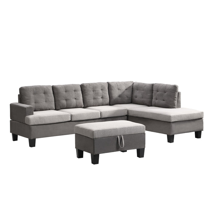 Sofa Set For With Chaise Lounge And Storage Ottoman Gray
