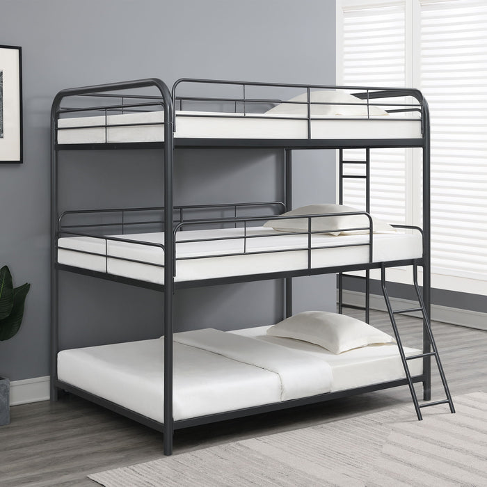 Furniture Triple Bunk Bed, Full/Full/Full - Black
