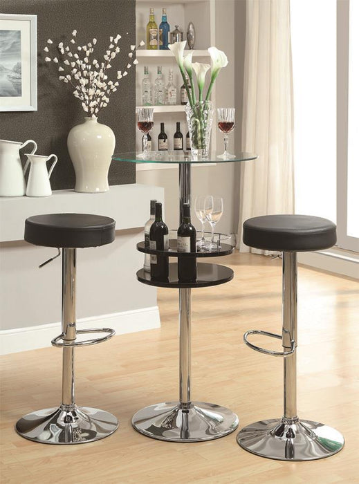 Gianella - Glass Top Bar Table With Wine Storage - Black And Chrome Unique Piece Furniture