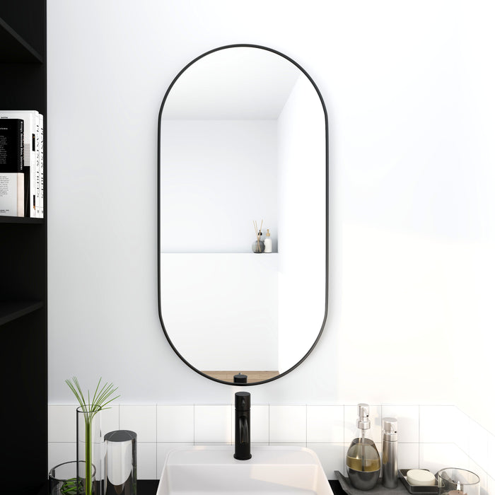 18 X 35" Bathroom Mirror Black Aluminum Frame