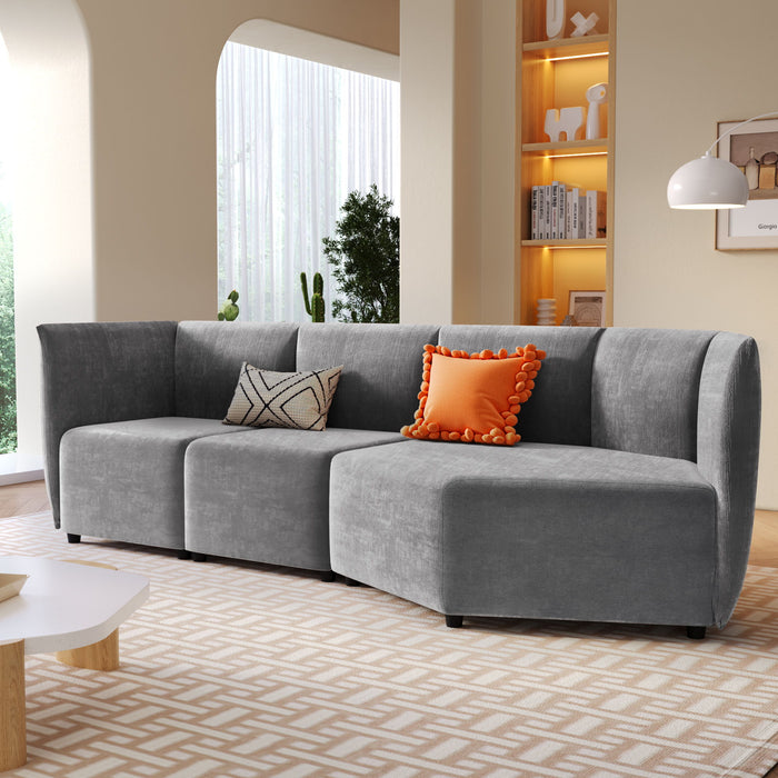 Ustyle Stylish Sofa Set With Polyester Upholstery With Adjustable Back, Free Combination For Living Room