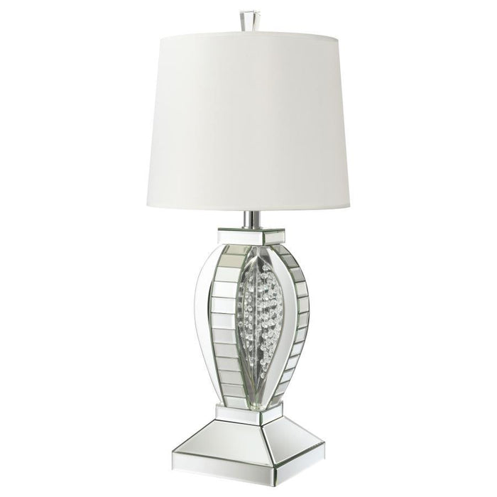 Klein - Table Lamp With Drum Shade - White And Mirror Unique Piece Furniture