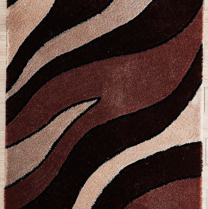 Aria Collection Soft Pile Hand Tufted Shag Area Rug Brown