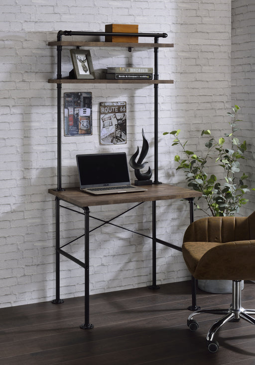Ensata - Writing Desk - Rustic Oak & Black Finish Unique Piece Furniture