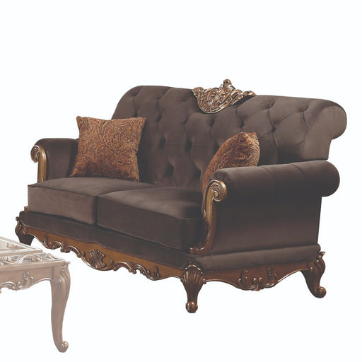 Orianne - Loveseat - Charcoal Fabric & Antique Gold Unique Piece Furniture
