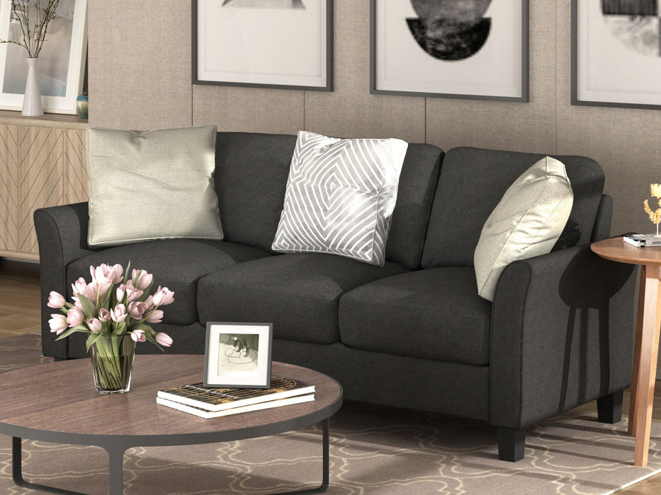 Living Room Furniture Loveseat Sofa And 3 Seat Sofa (Black)