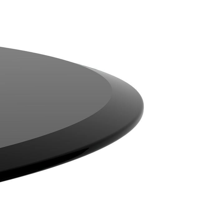 38.6" Round Tempered Glass Table Top Black Glass 2/5" Thick Beveled Polished Edge