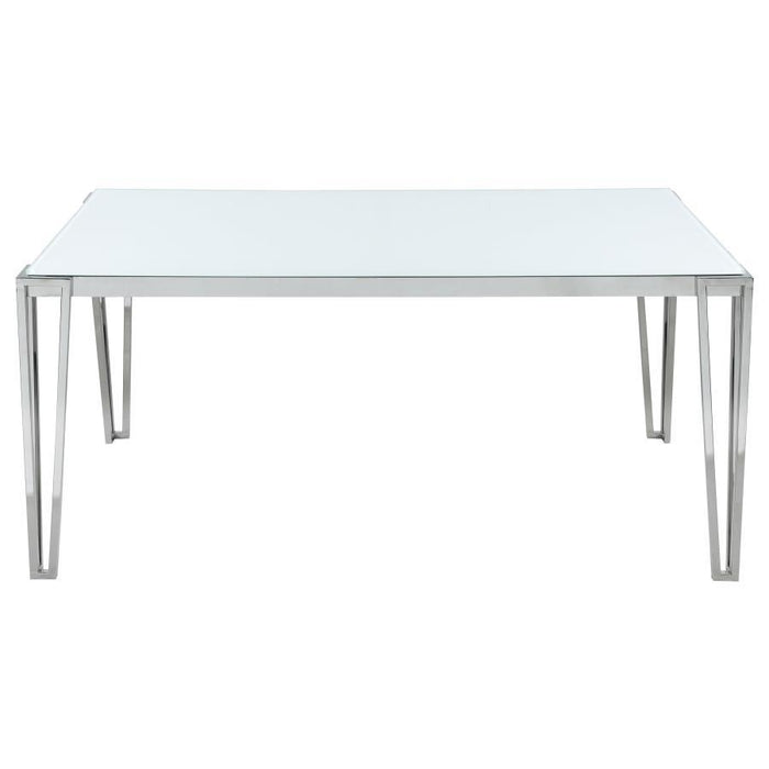 Pauline - Rectangular Dining Table With Metal Leg - White And Chrome Unique Piece Furniture
