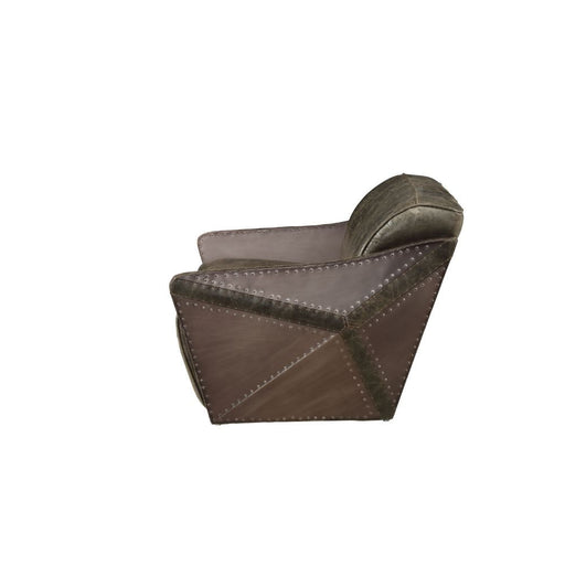 Winchester - Loveseat - Aluminum & Distress Espresso Top Grain Leather Unique Piece Furniture
